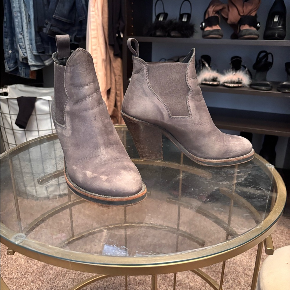 Acne Gray Ankle Boots with Elastic Panels